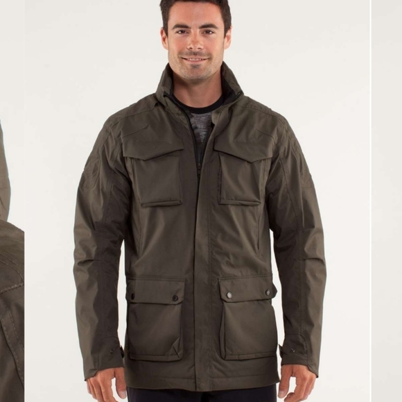 Lululemon Wet Coast Jacket. Hood. Waterproof. Olive green. Size XL. - Picture 1 of 17